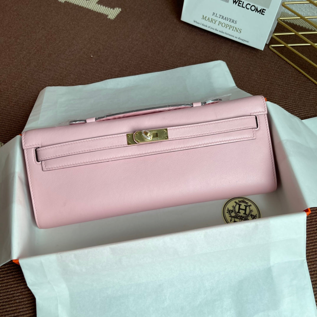 HM Kelly Cut 31cm Flamingo Swift Cuero Ghw