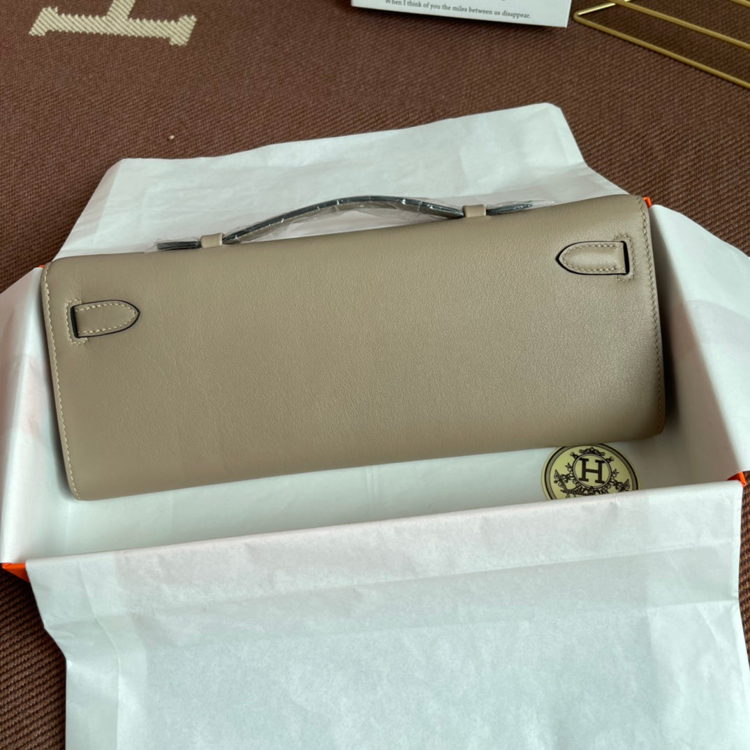 HM Kelly Cut 31cm Gris Claro Swift Cuero Shw