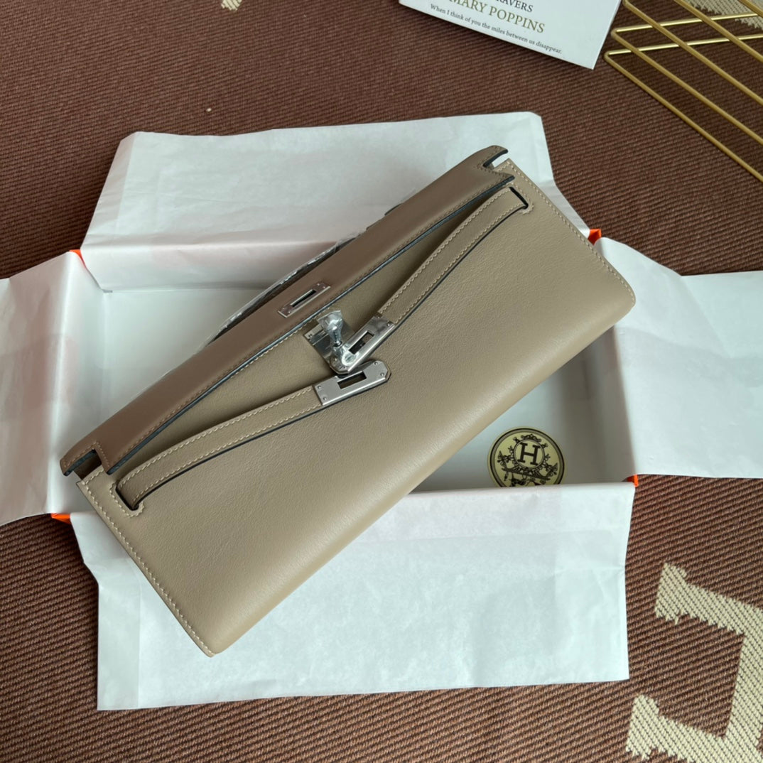 HM Kelly Cut 31cm Gris Claro Swift Cuero Shw