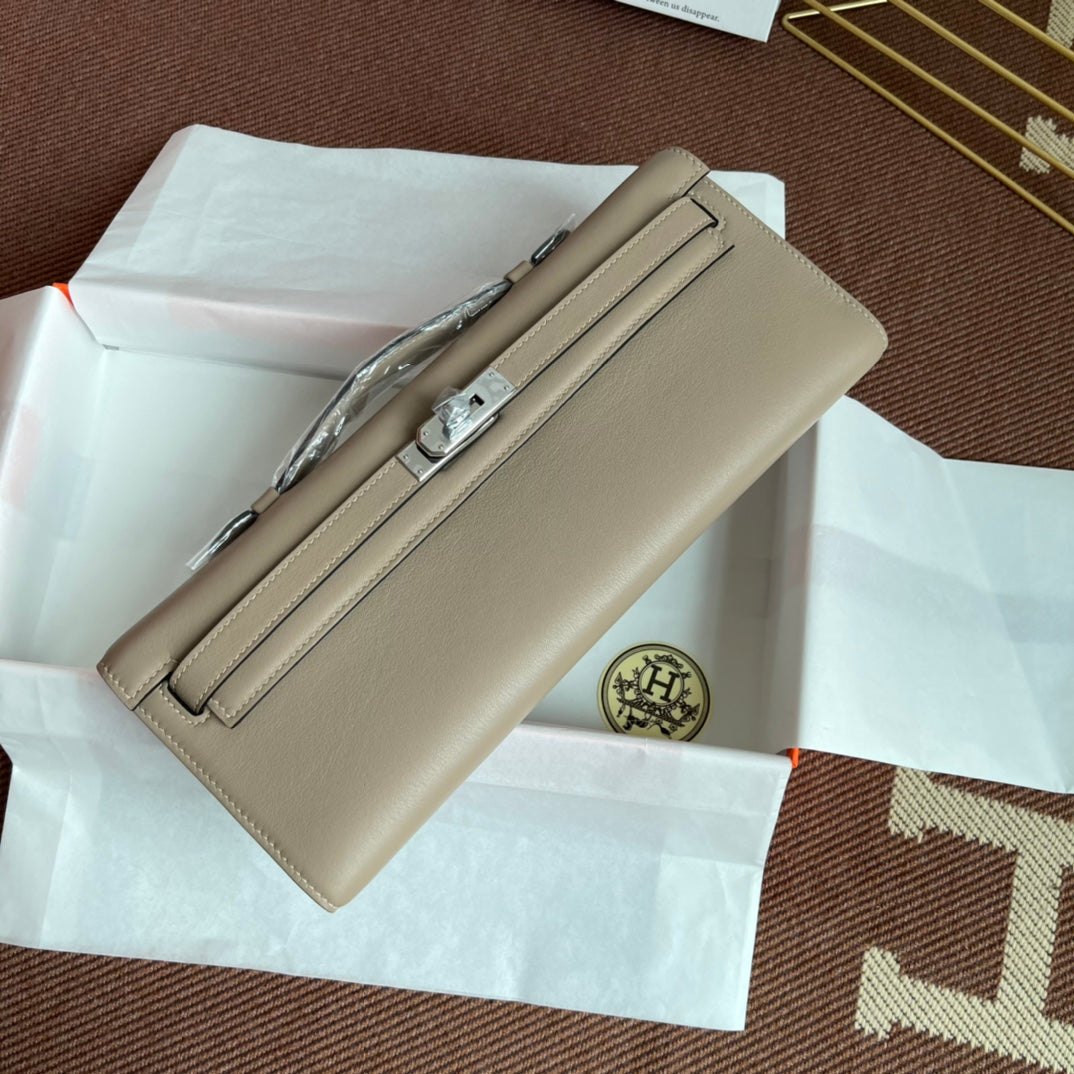 HM Kelly Cut 31cm Gris Claro Swift Cuero Shw