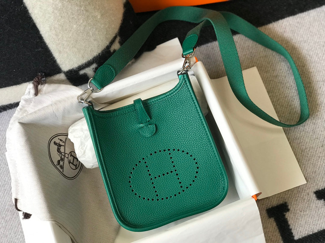 Mini Evelyne 18 cm Vert foncé Togo Quincaillerie argentée