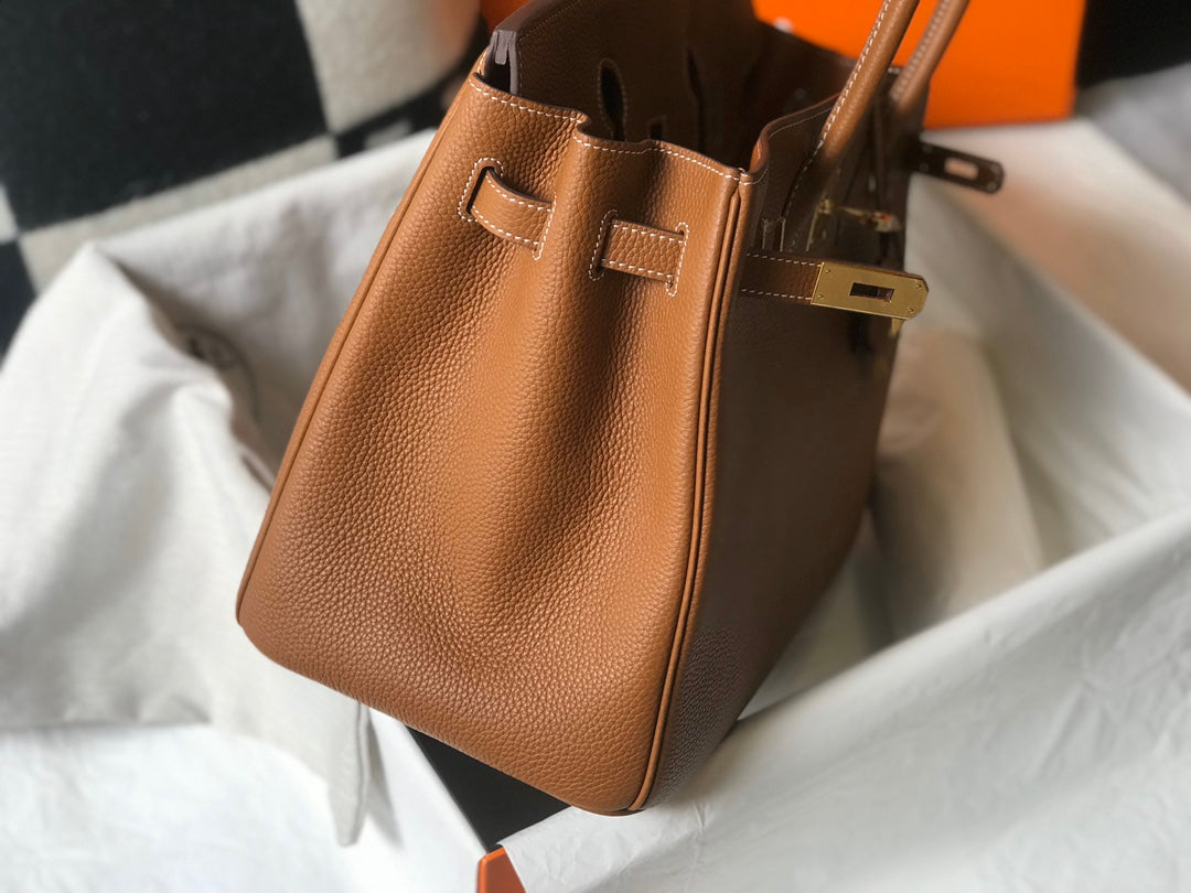 HM BIRKIN 35 CM CUERO TOGO TAN HERRAJES DORADOS