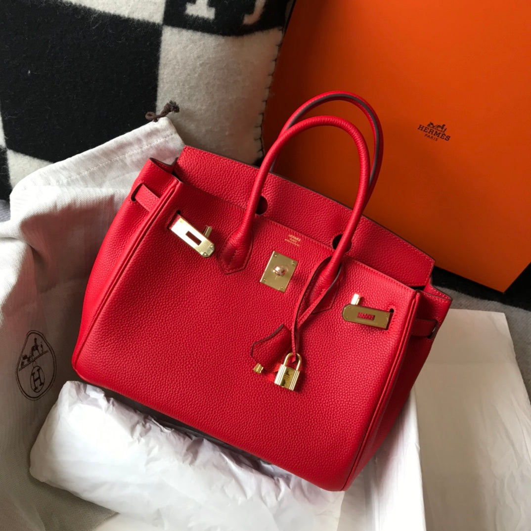 HM BIRKIN 35CM PIEL TOGO ROJA CON HERRAJES DORADOS