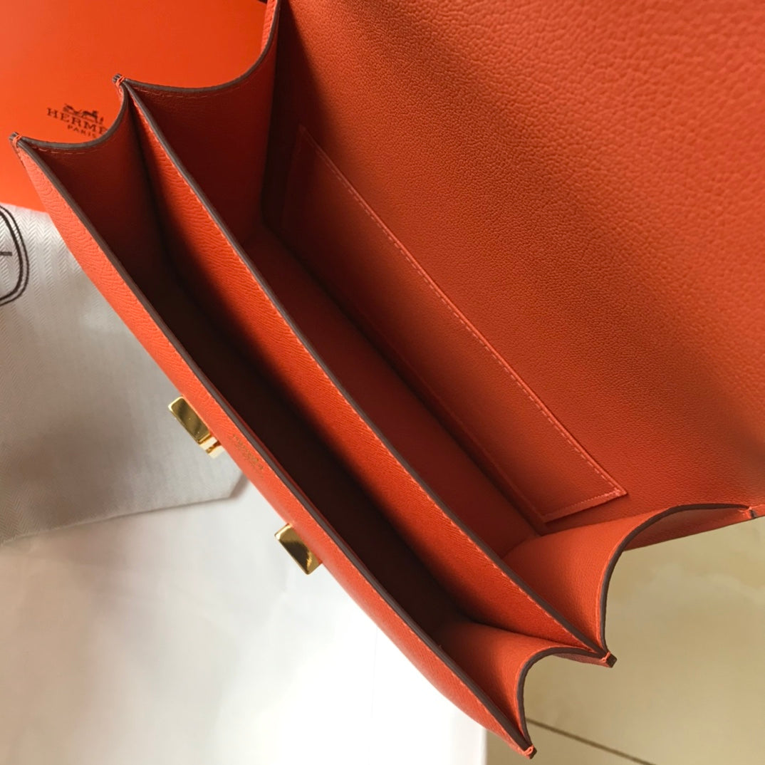 Constance 24 naranja rojo Epsom cuero herrajes dorados