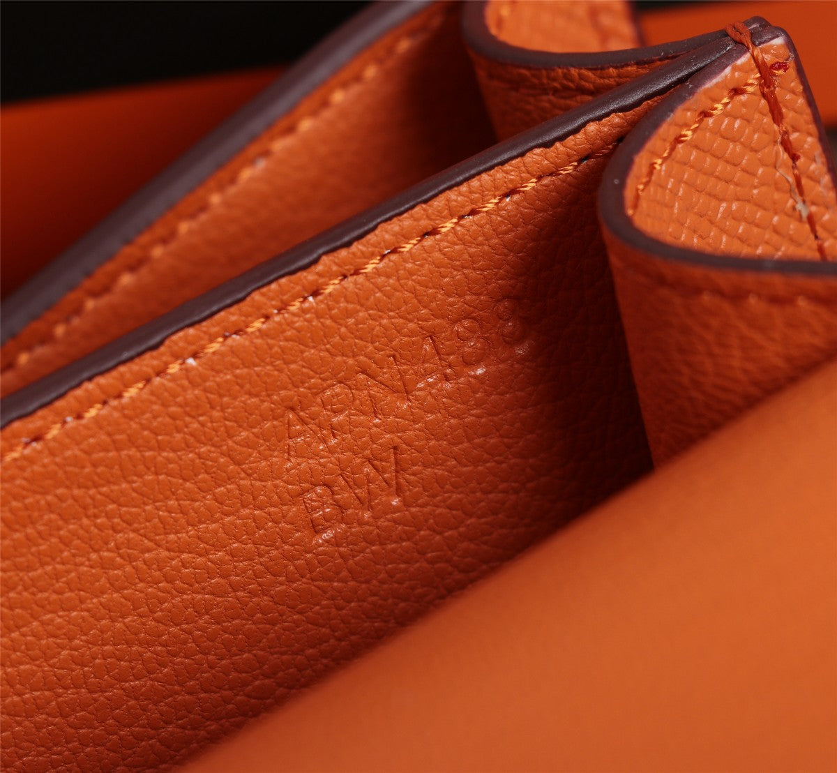 SACS HM CONSTANCE 22 ORANGE EPSOM QUINCAILLERIE ARGENTÉE