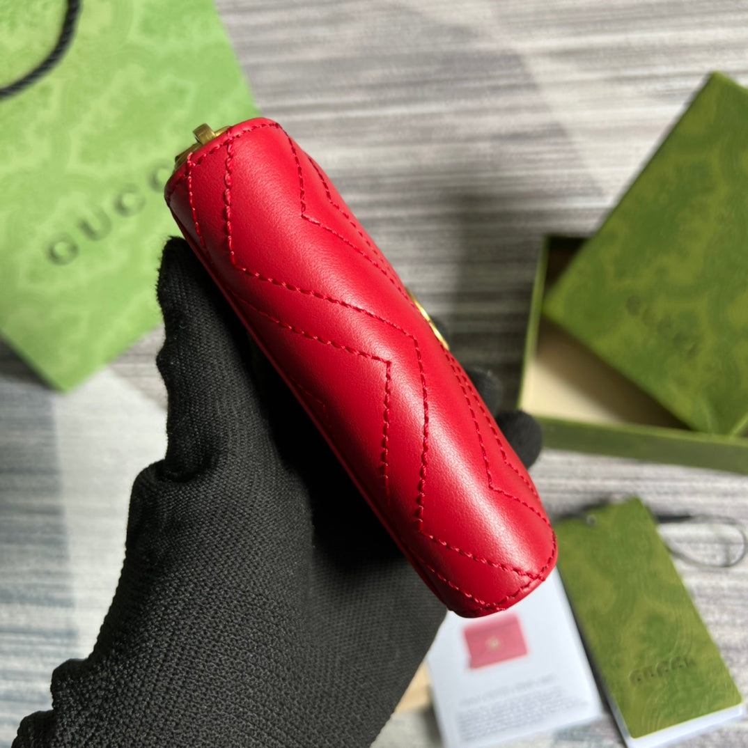 CARTERA GG MARMONT MINI 11 PIEL DE BECERRO ROJO CEREZA