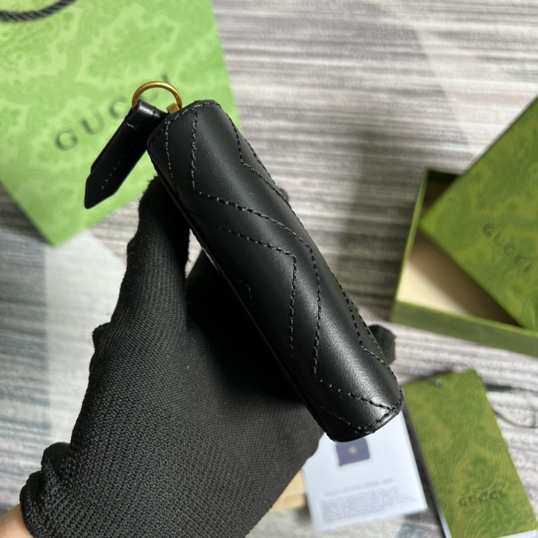 PORTEFEUILLE GG MARMONT MINI 11 EN CUIR DE VEAU NOIR