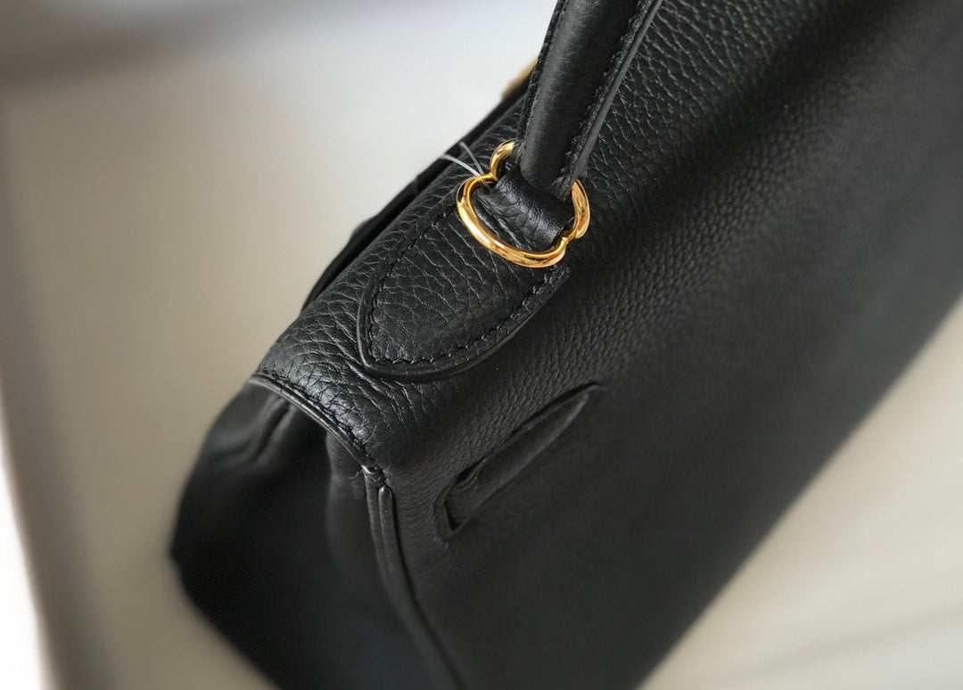 hm kelly 32 cm cuir togo noir accessoires dorés