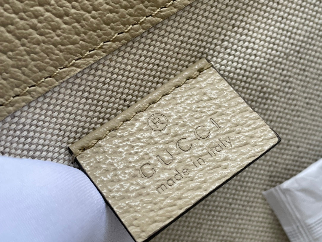 SAC MINI 18 GG HORSEBIT 1955 EN TOILE BLANCHE ET CUIR DE VEAU BEIGE