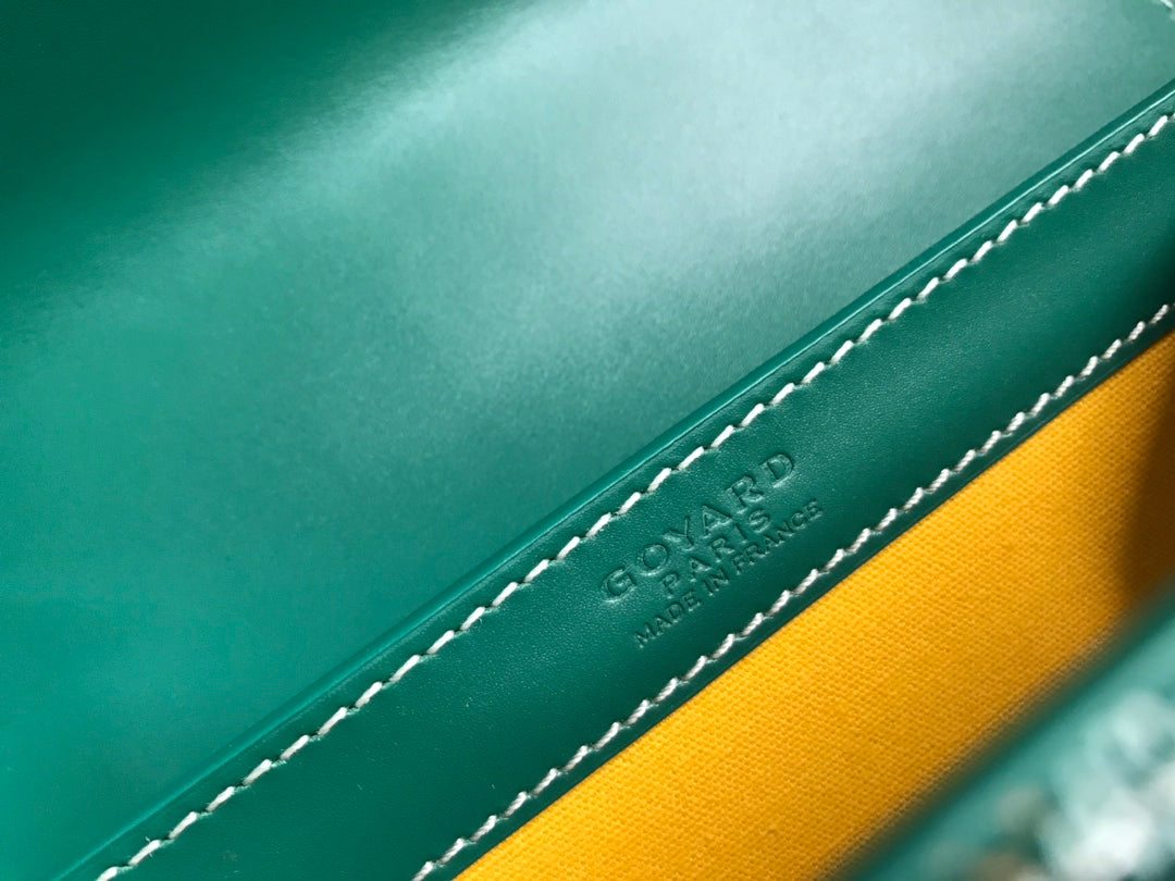 SA?GON PM BAG 28 IN GREEN GOYARDINE CANVAS AND CALFSKIN