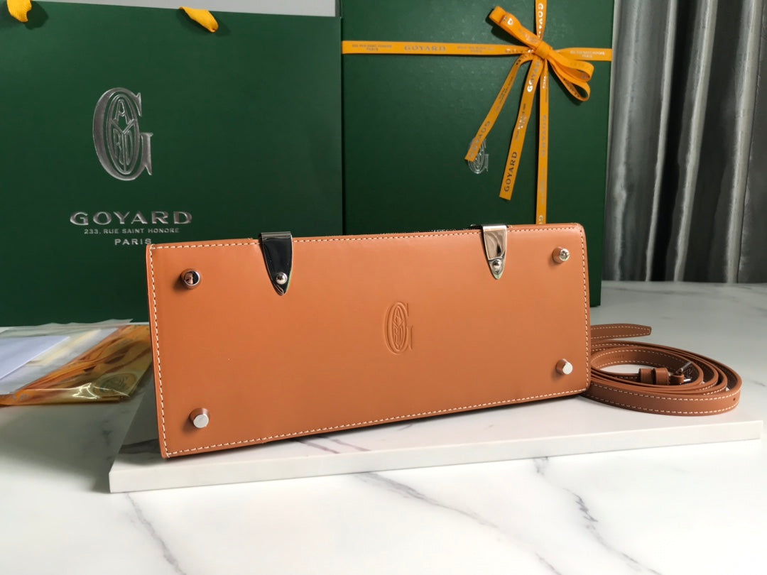 SA?GON PM BAG 28 IN BROWN GOYARDINE CANVAS AND CALFSKIN