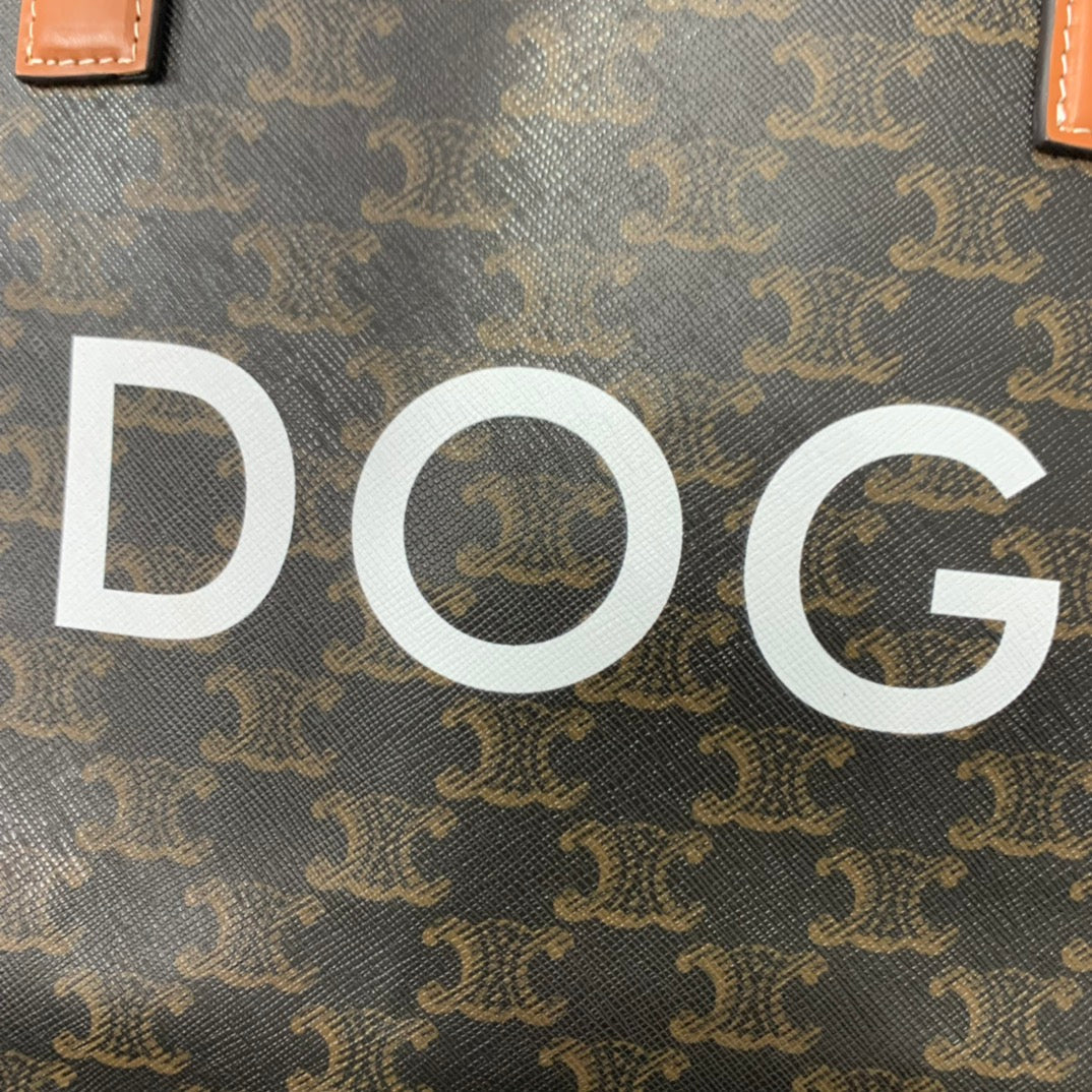BOLSA DE VIAJE 50 EN LONA TRIOMPHE NEGRA CON ESTAMPADO DE PERRO