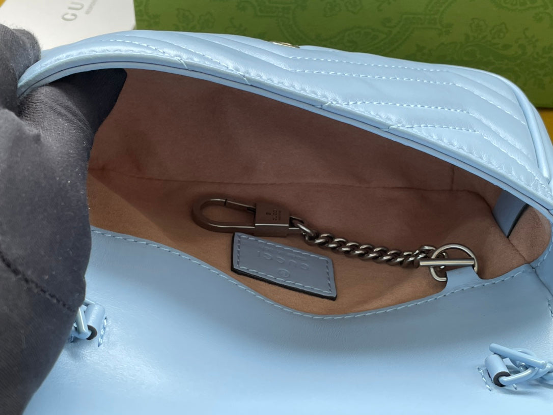 MINI SAC À MAIN MARMONT 16 EN CUIR DE VEAU BLEU PASTEL