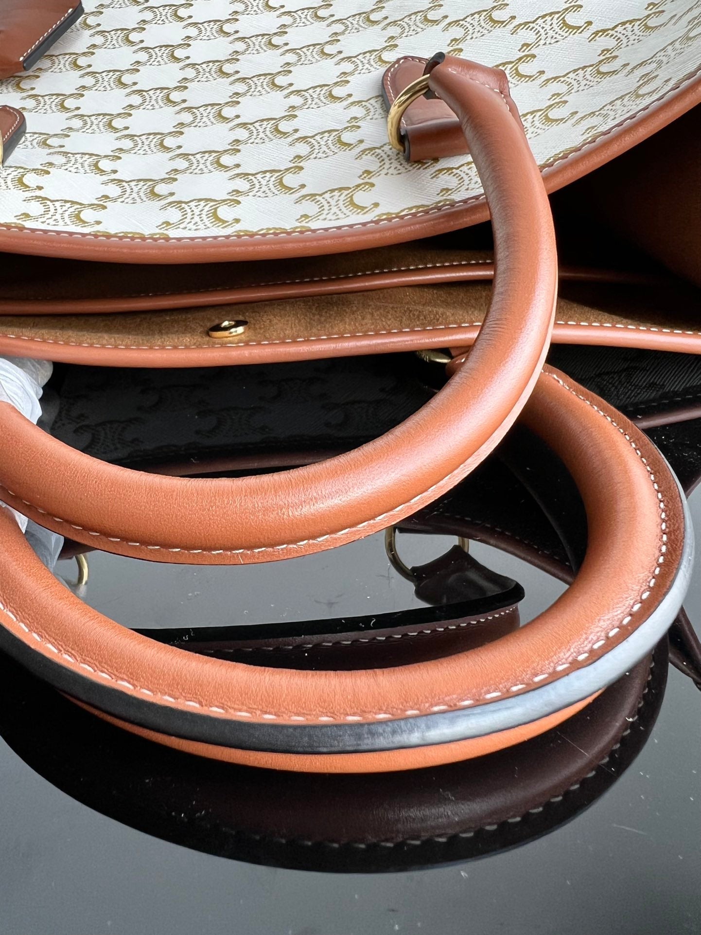 SAC CABAS TRIPHOME 35 EN CUIR DE VEAU BLANC CRÈME