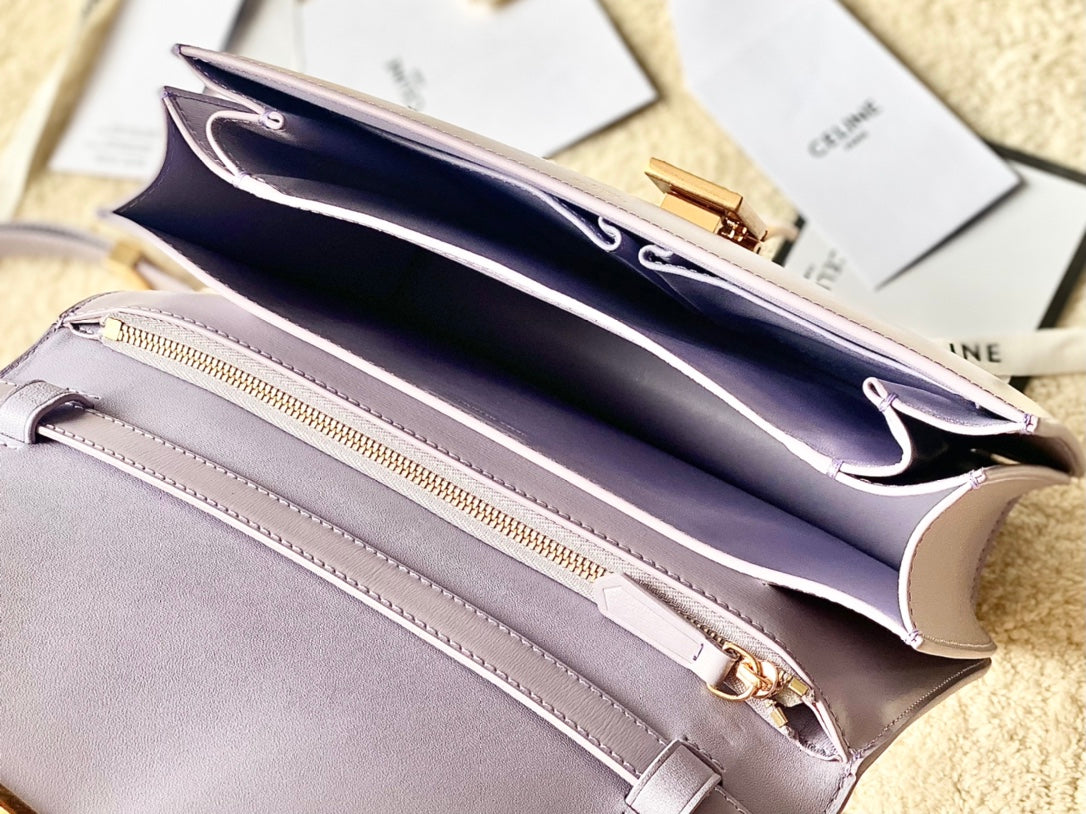 BOLSO CELINE MEDIANO CLÁSICO 24 CM PIEL DE BECERRO MORADA CLARO