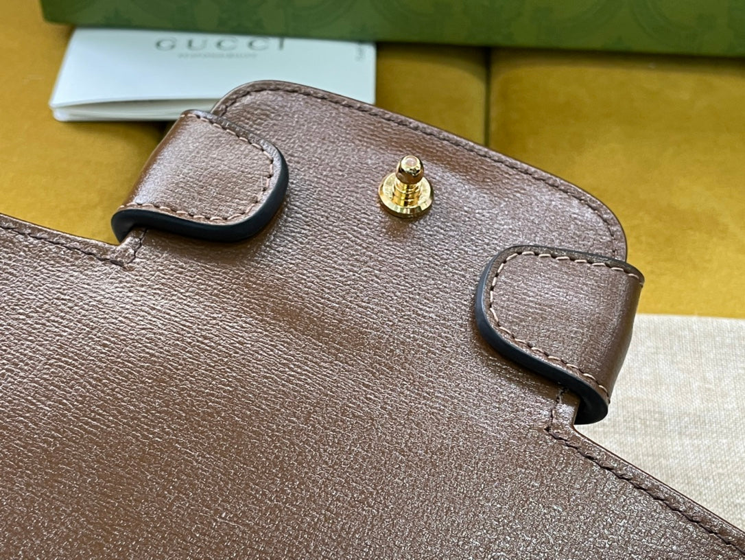 GG HORSEBIT 1955 PETIT SAC 29 EN TOILE BEIGE ET CUIR DE VEAU MARRON CLAIR