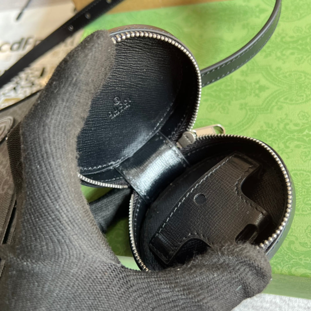 MINI BOLSO 17 EN PIEL DE BECERRO NEGRA Y LONA