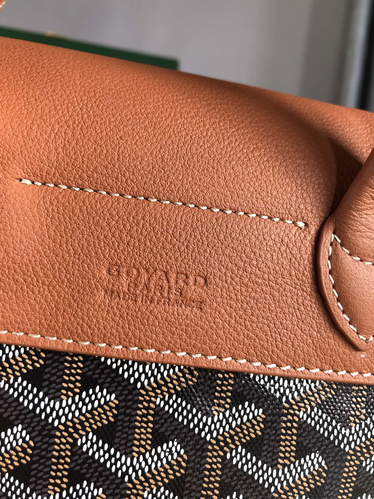 MOCHILA ALPIN MINI 21 EN PIEL DE CORDERO COLOR MARRÓN Y LONA GOYARDINE NEGRA