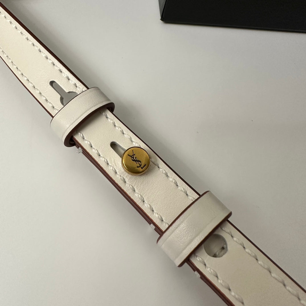 Petit sac cartable SL Kaia en cuir lisse blanc