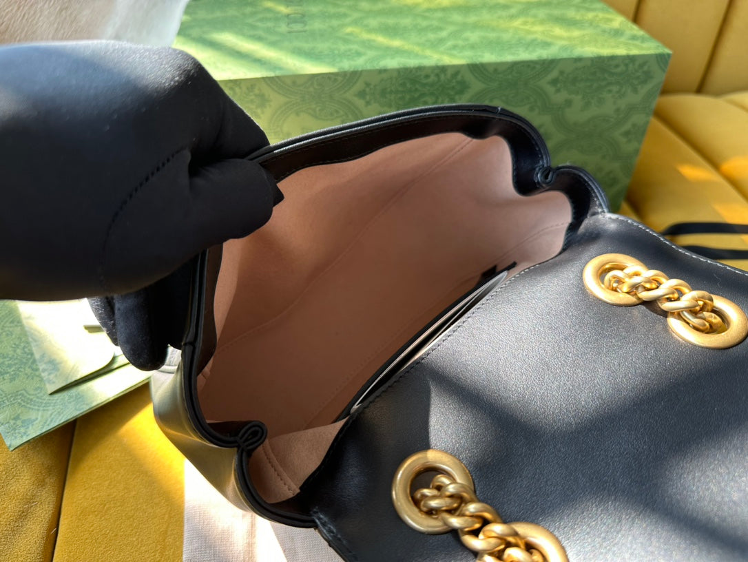 SAC À MAIN GG MARMONT MINI 18 EN CUIR DE VEAU NOIR