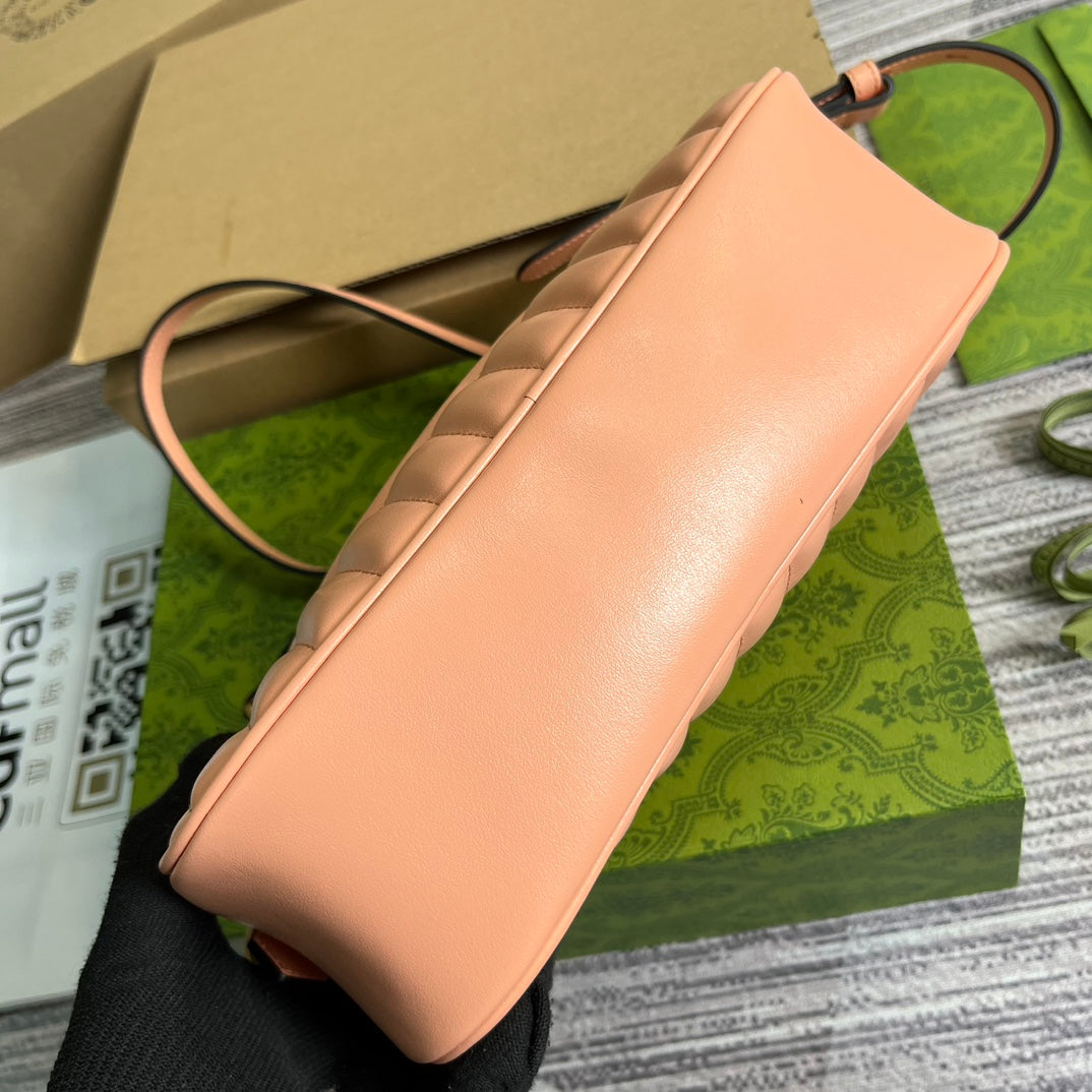 GG MARMONT SMALL 24 MATELASS¨¦ EN CUIR DE VEAU ROSE PÊCHE