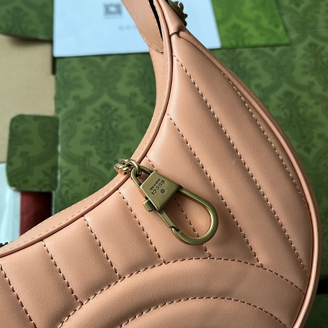 gg marmont demi-lune 21 cm cuir de veau pêche accastillage doré