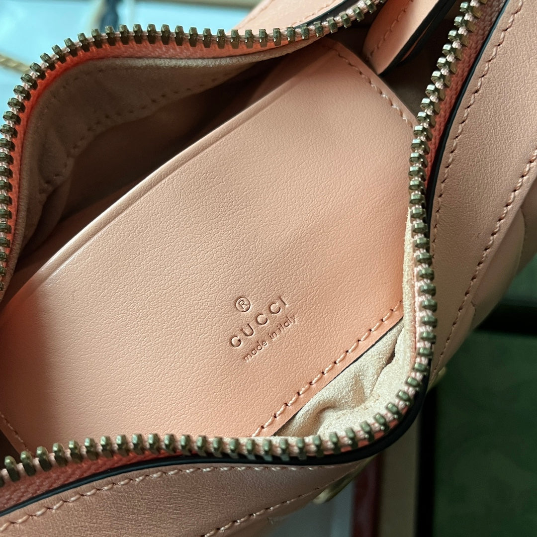 gg marmont demi-lune 21 cm cuir de veau pêche accastillage doré