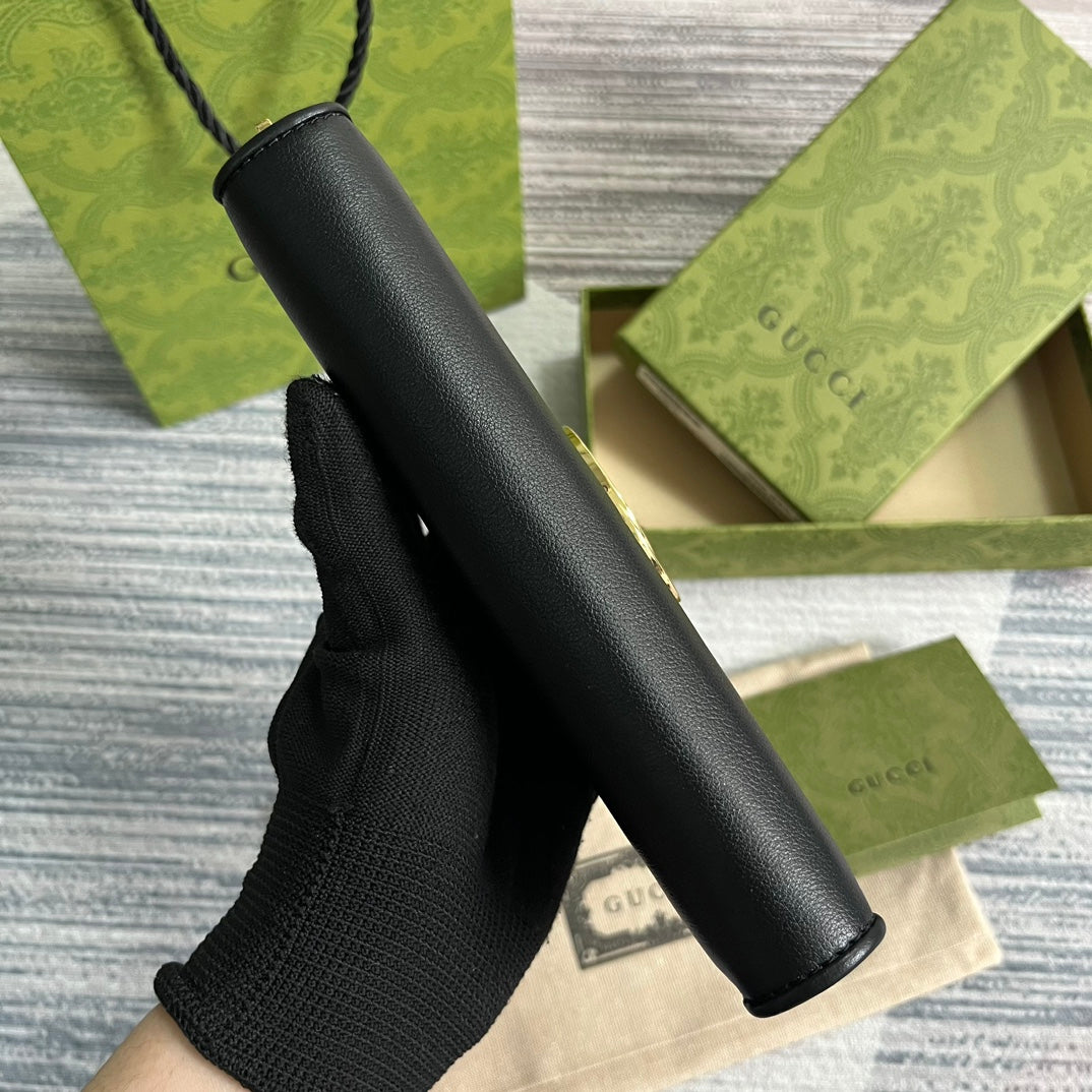 Portefeuille zippé GG Blondie 21 en cuir de veau noir