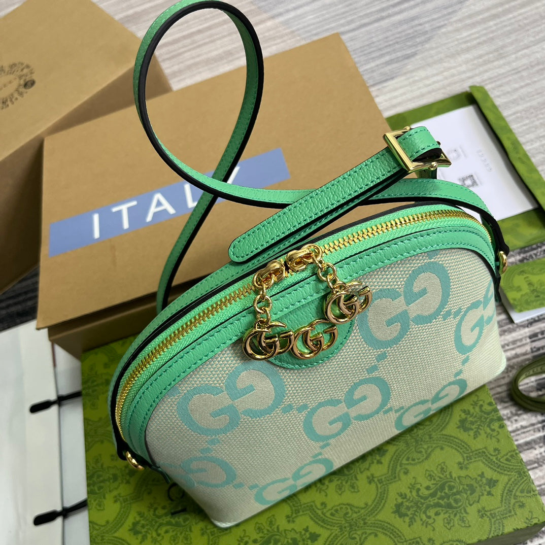 Bolsa de cosméticos grande Ophidia de 24 cm, lona con monograma beige y verde