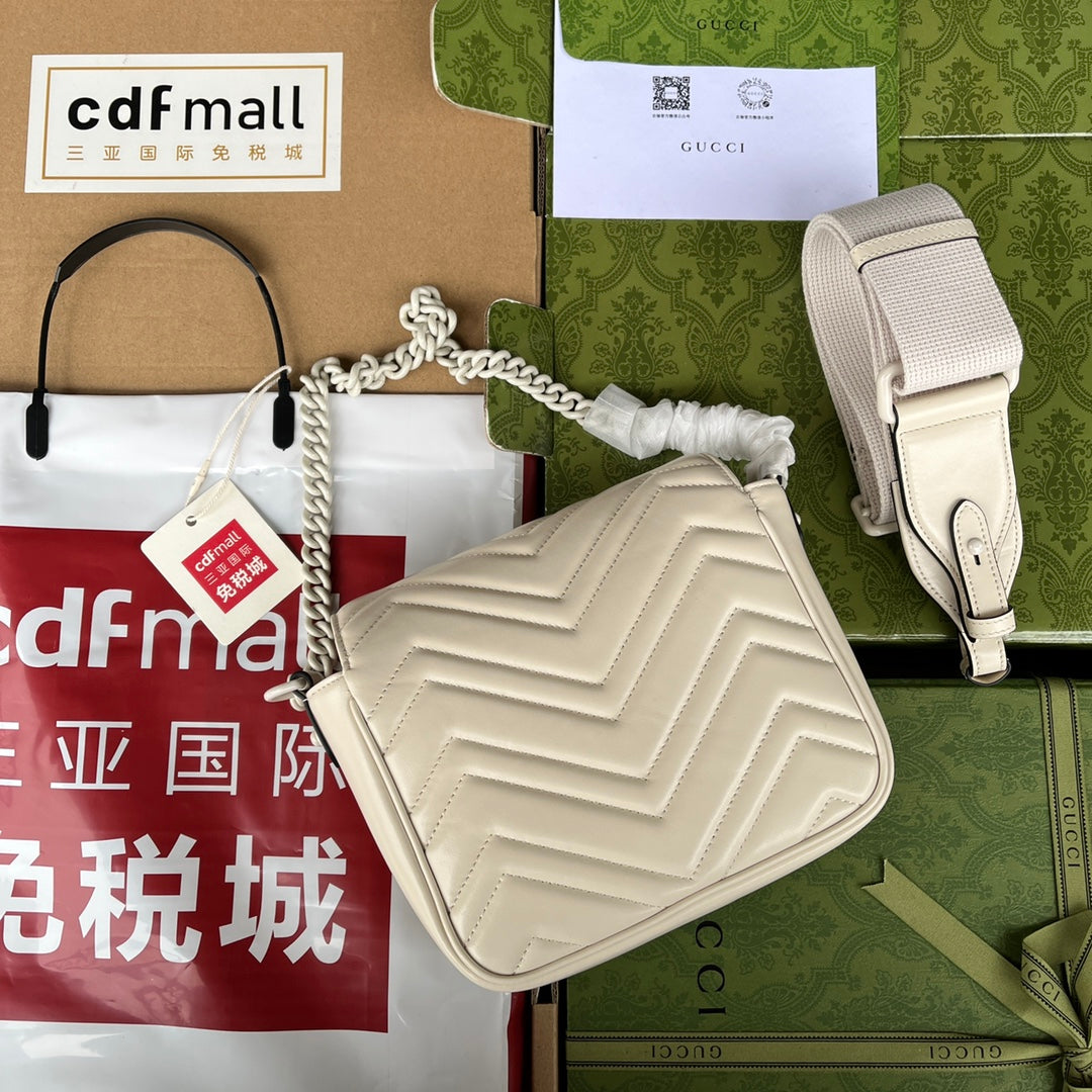 gg marmont mini 18 cm tout cuir de veau blanc