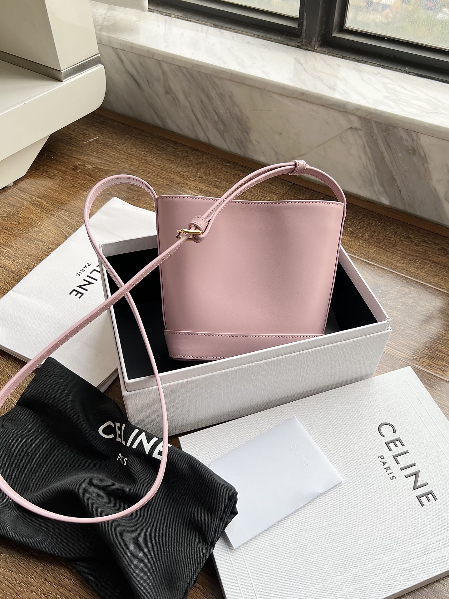 BOLSO CUIR TRIPHOME 19 DE PIEL DE BECERRO LISA ROSA PASTEL