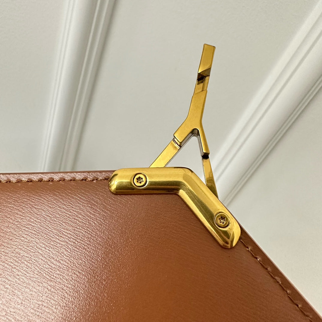 Bolso de mano SL Cassandra de dos vías con asa superior, lona beige y piel marrón