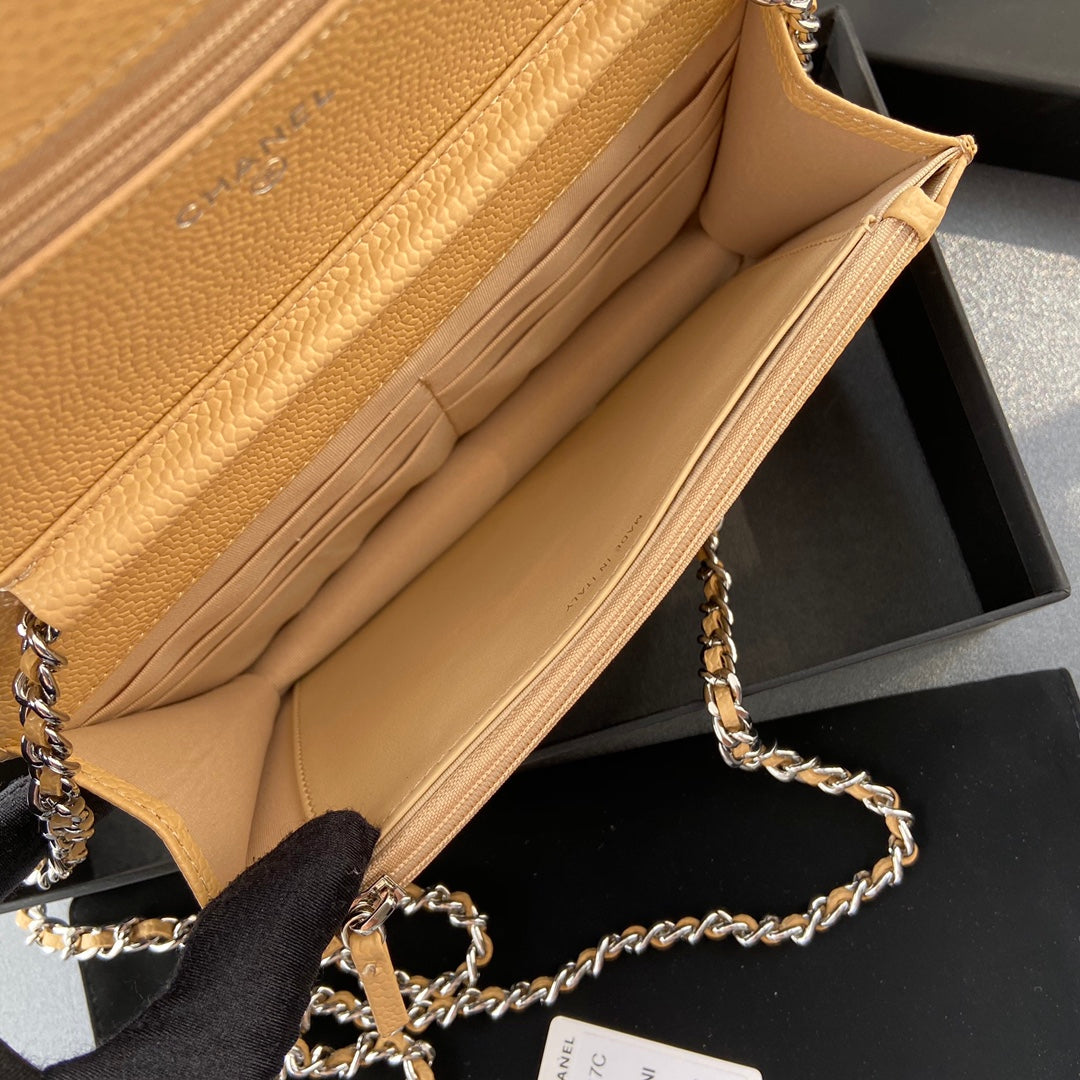 CC Woc 20 cm Cuir de veau grainé jaune Quincaillerie argentée