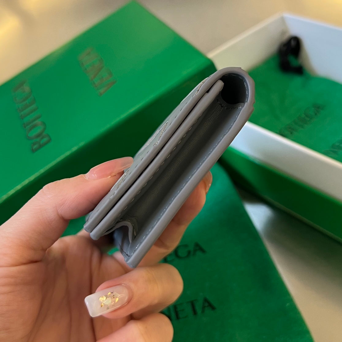 ÉTUI POUR CARTES EN CUIR DE VEAU GRIS INTRECCIATO BUSINESS 11