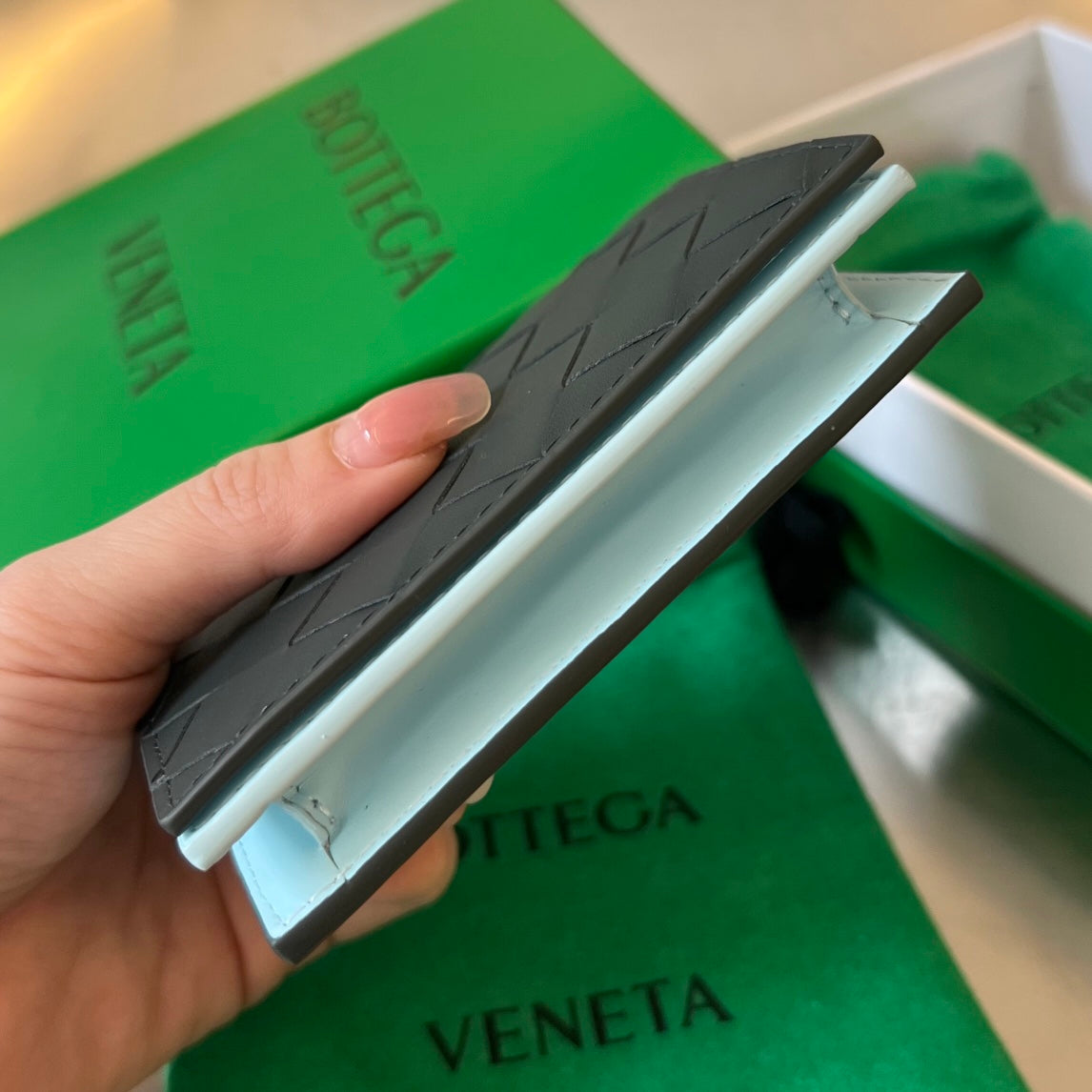 ÉTUI POUR CARTES EN CUIR DE VEAU NOIR INTRECCIATO BUSINESS 11