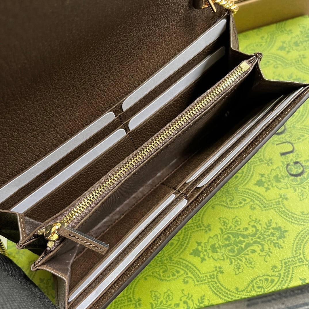 BOLSO DE HOMBRO BLONDIE 21 EN LONA BEIGE CON MONOGRAMA Y RIBETE DE PIEL DE BECERRO MARRÓN OSCURO CON HERRAJES DORADOS