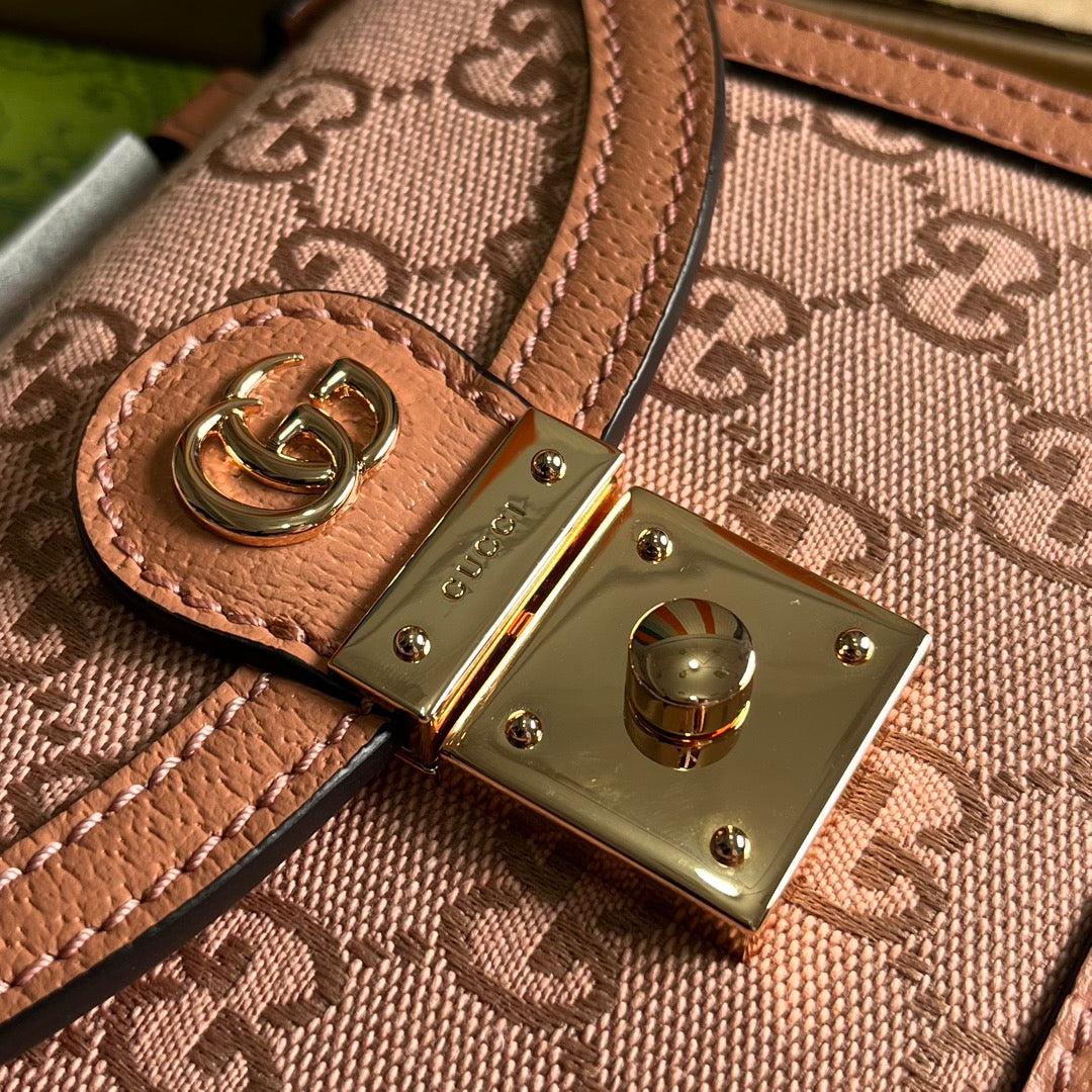 BOLSO DE MANO GG OPHIDIA MINI 17 DE LONA ROSA CLARO