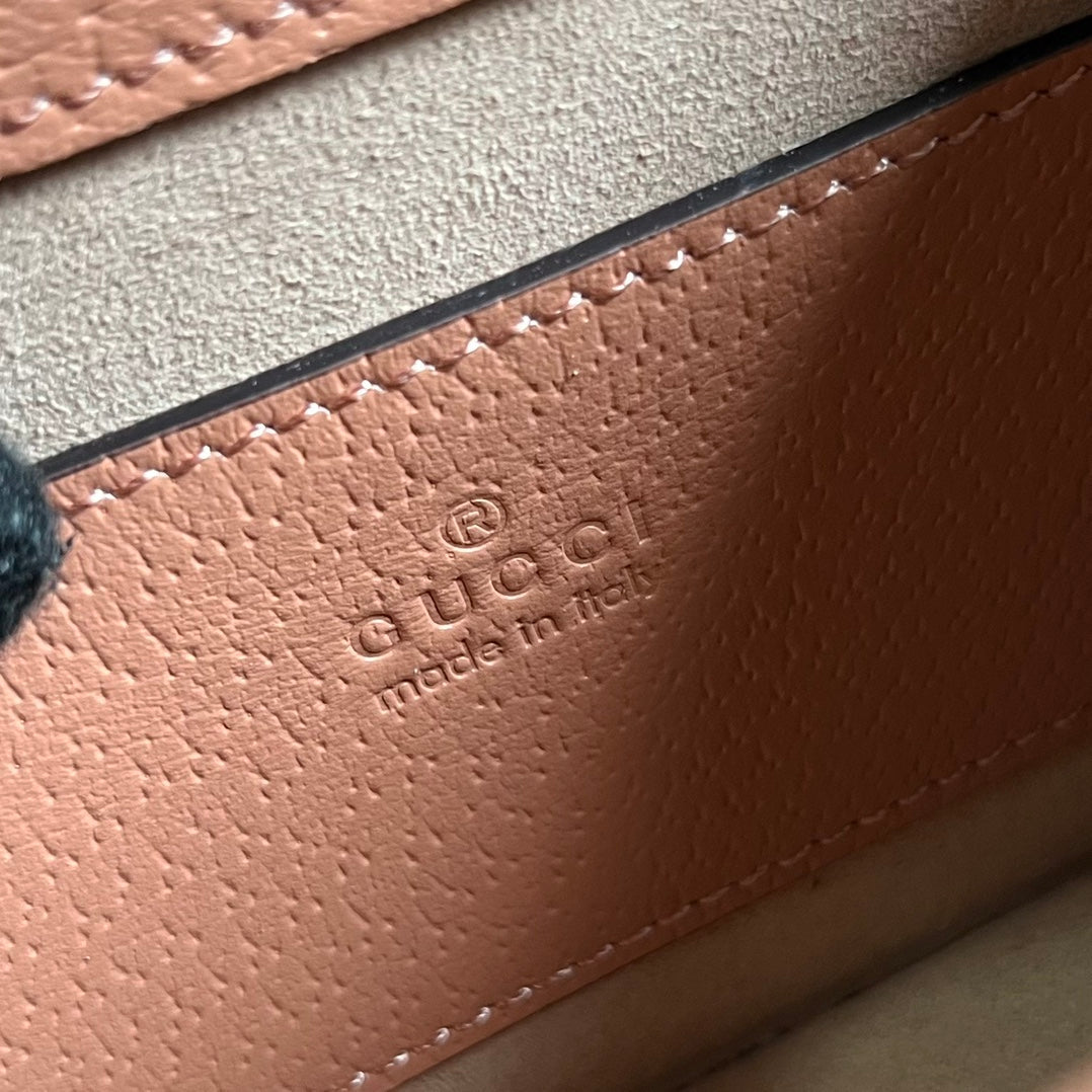 BOLSO DE MANO GG OPHIDIA MINI 17 DE LONA ROSA CLARO