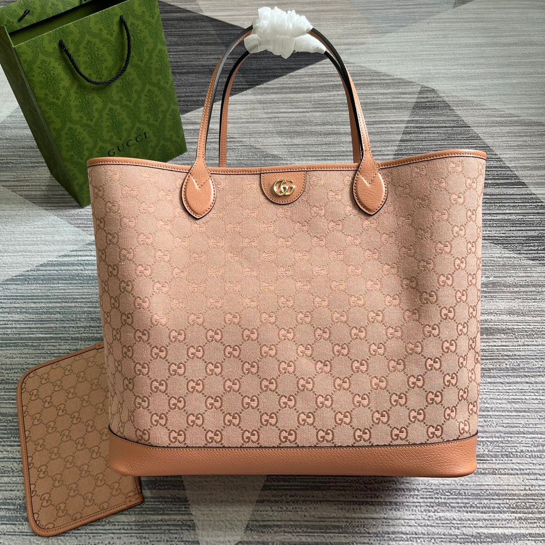 BOLSO TOTE GRANDE GG OPHIDIA DE LONA ROSA CLARO, 40 L