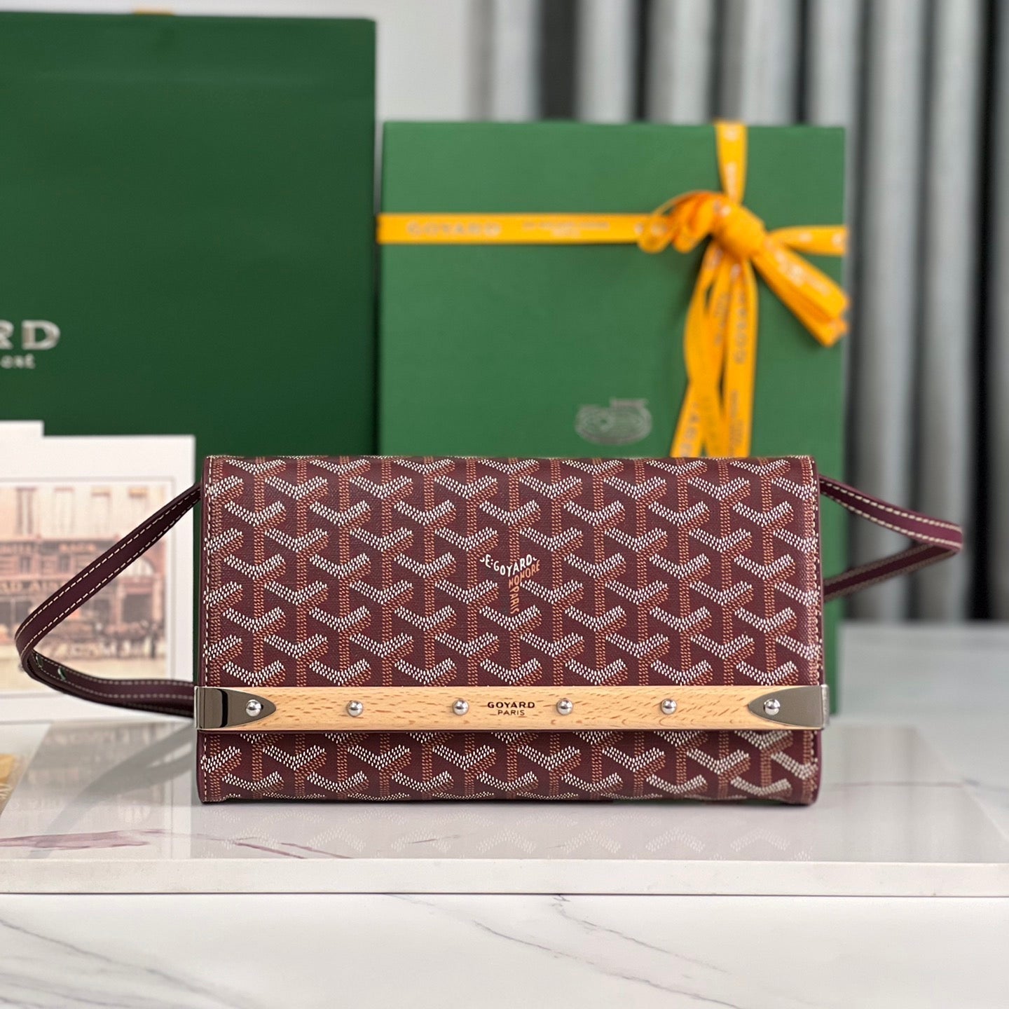 CLUTCH MONTE-CARLO PM 25 EN LONA GOYARDINA ROJA VINO