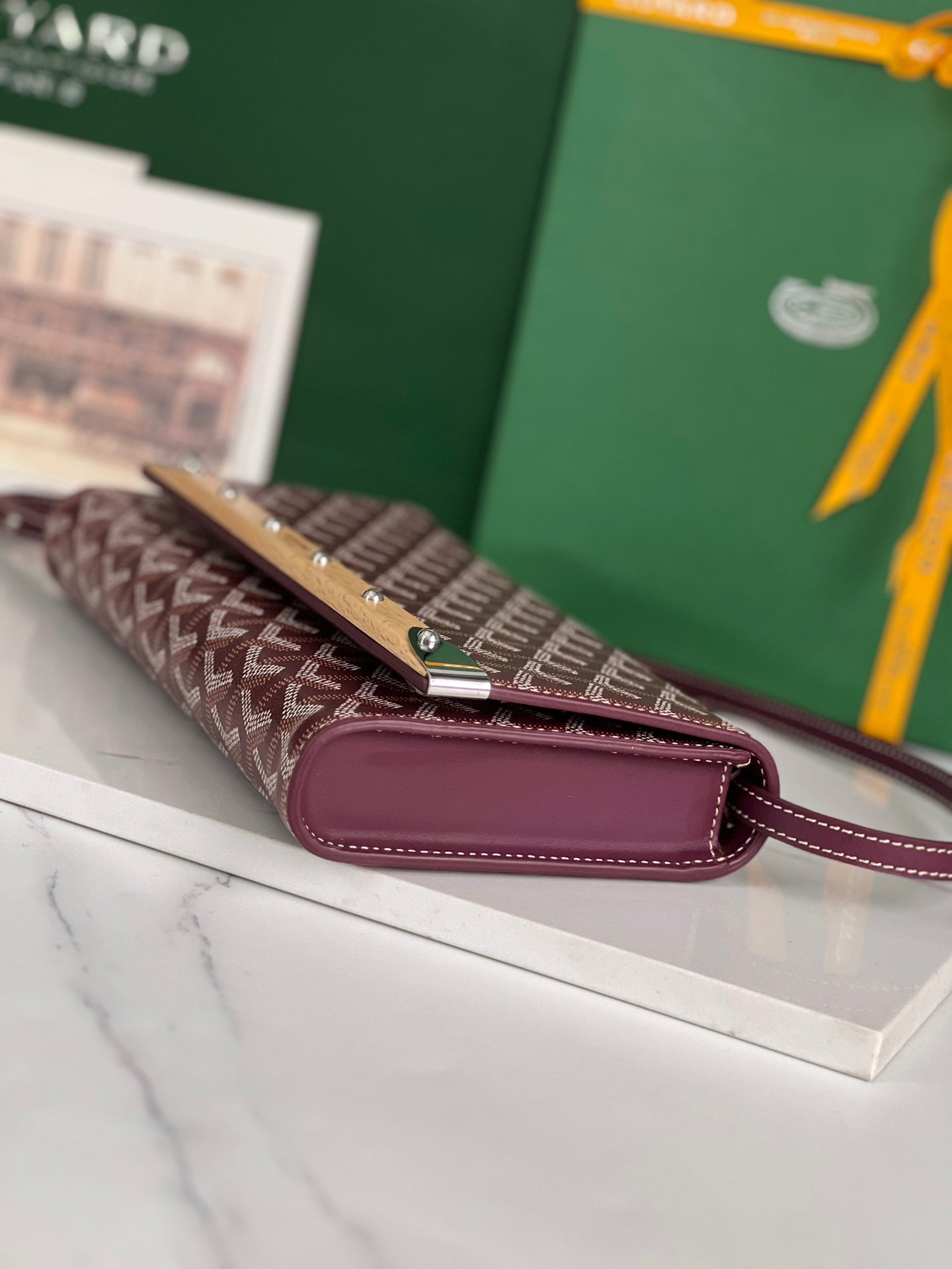 CLUTCH MONTE-CARLO PM 25 EN LONA GOYARDINA ROJA VINO
