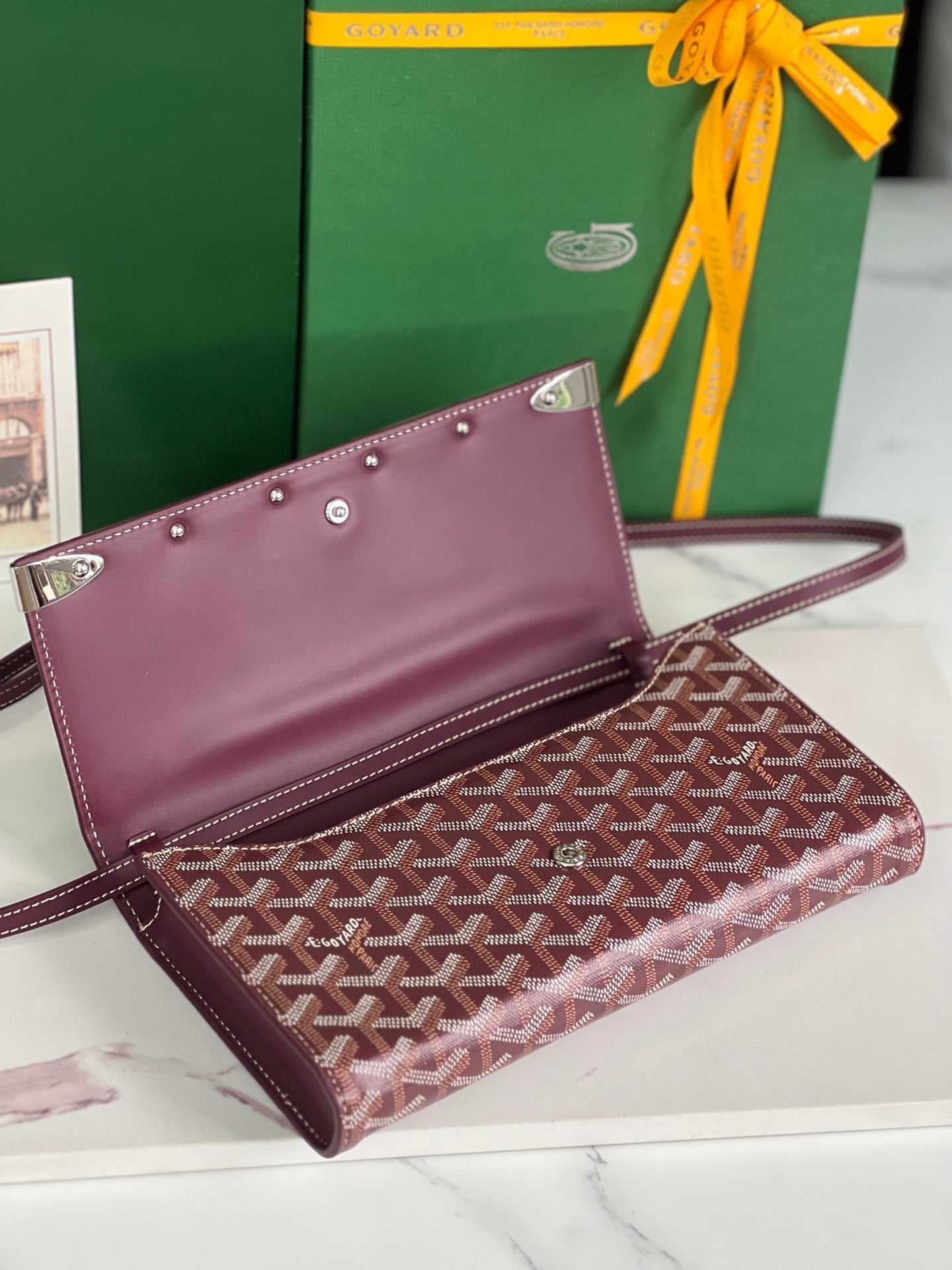 CLUTCH MONTE-CARLO PM 25 EN LONA GOYARDINA ROJA VINO
