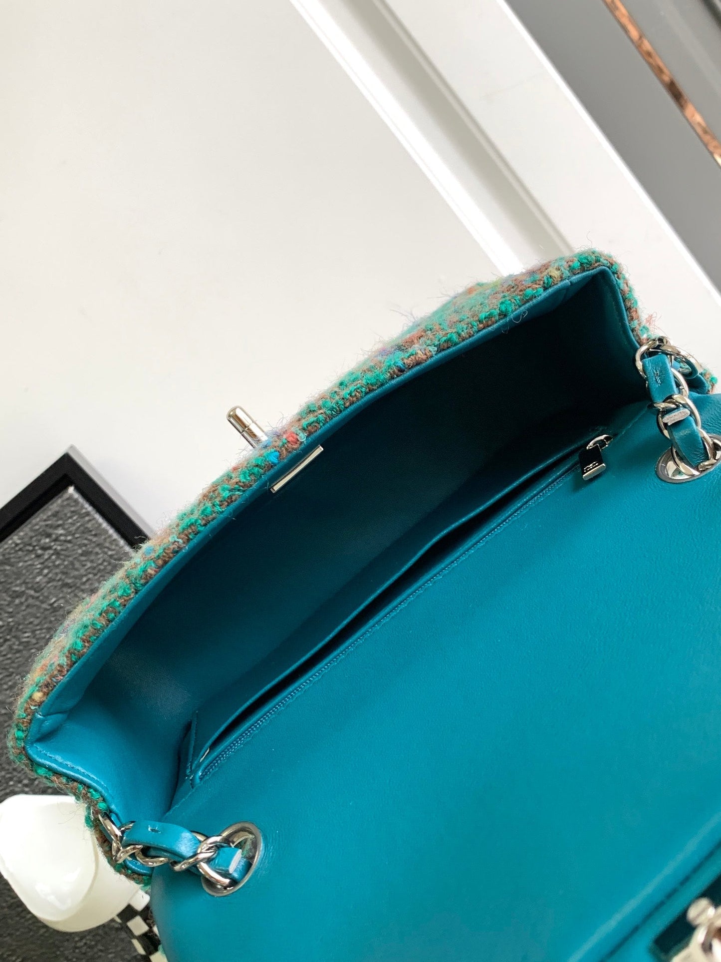 SAC CLASSIQUE CC MEDIUM 20 EN TWEED DE LAINE GREEN FOREST