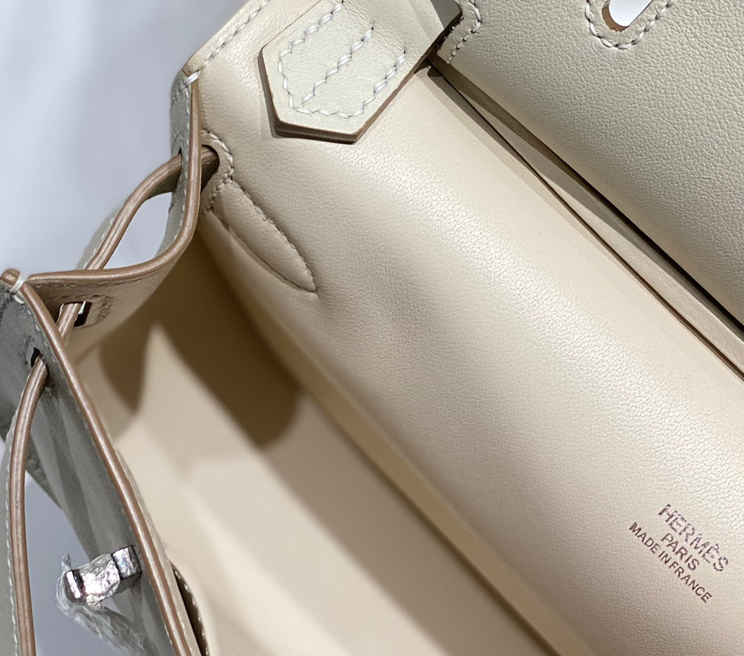 BOLSO BANDOLERA KELLY 23 CM JYPSIERE DE PIEL BLANCA SHW