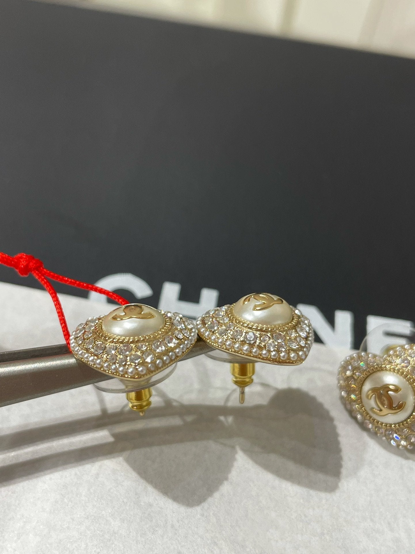 Pendientes de botón con forma de corazón de diamantes cc