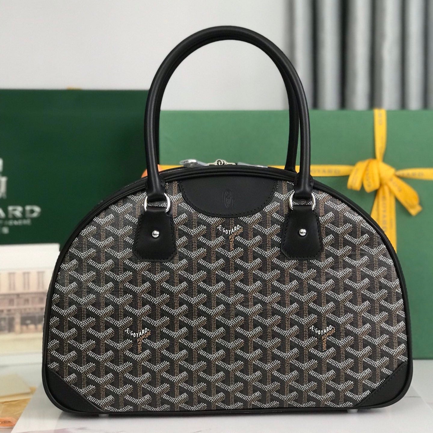 BOLSO SAINT JEANNE 35 EN LONA GOYARDINE NEGRA Y PIEL DE BECERRO