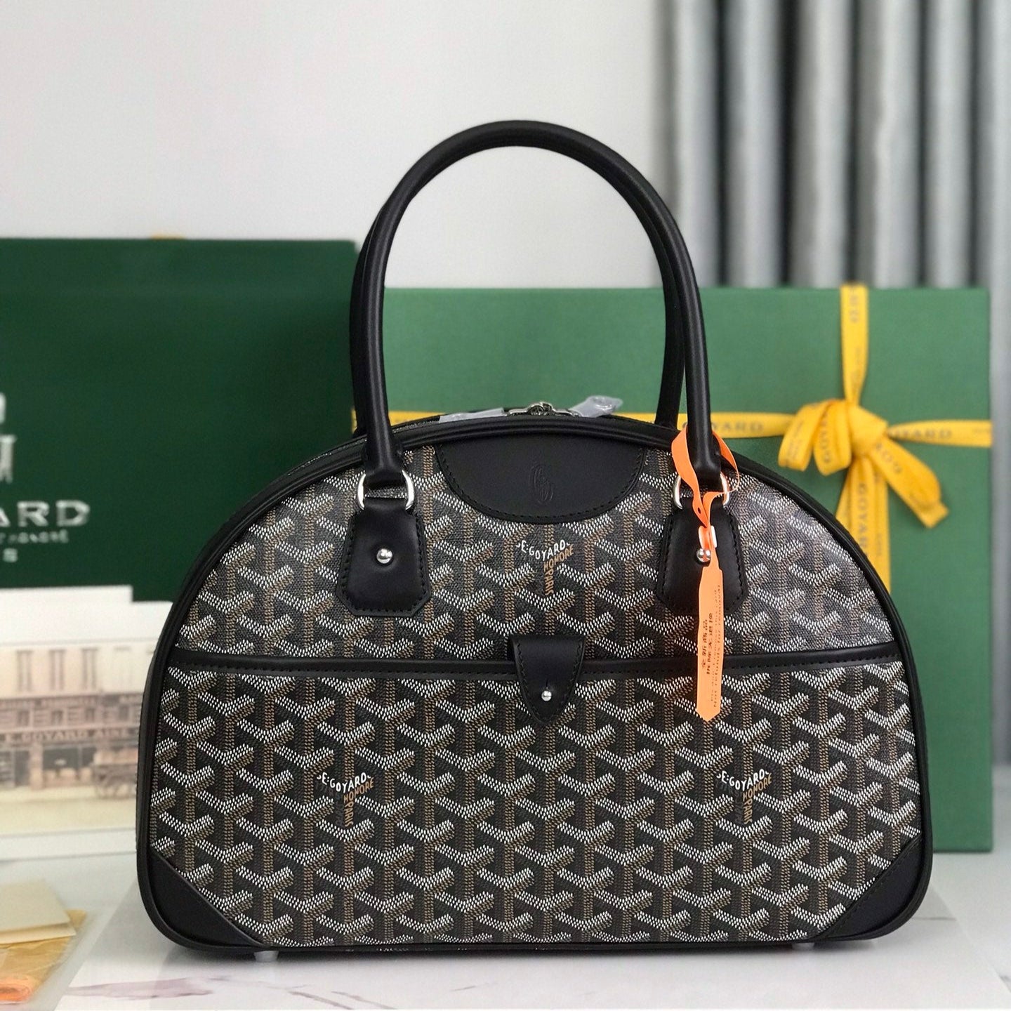 BOLSO SAINT JEANNE 35 EN LONA GOYARDINE NEGRA Y PIEL DE BECERRO