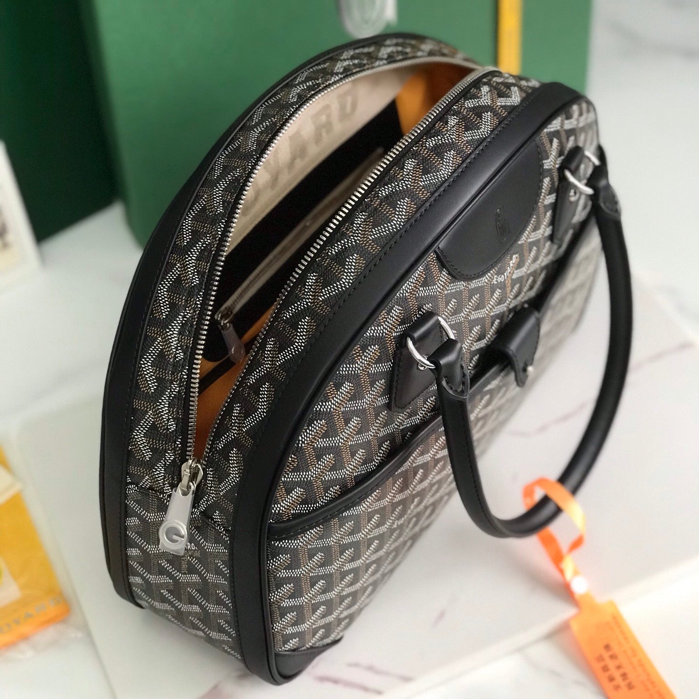 BOLSO SAINT JEANNE 35 EN LONA GOYARDINE NEGRA Y PIEL DE BECERRO
