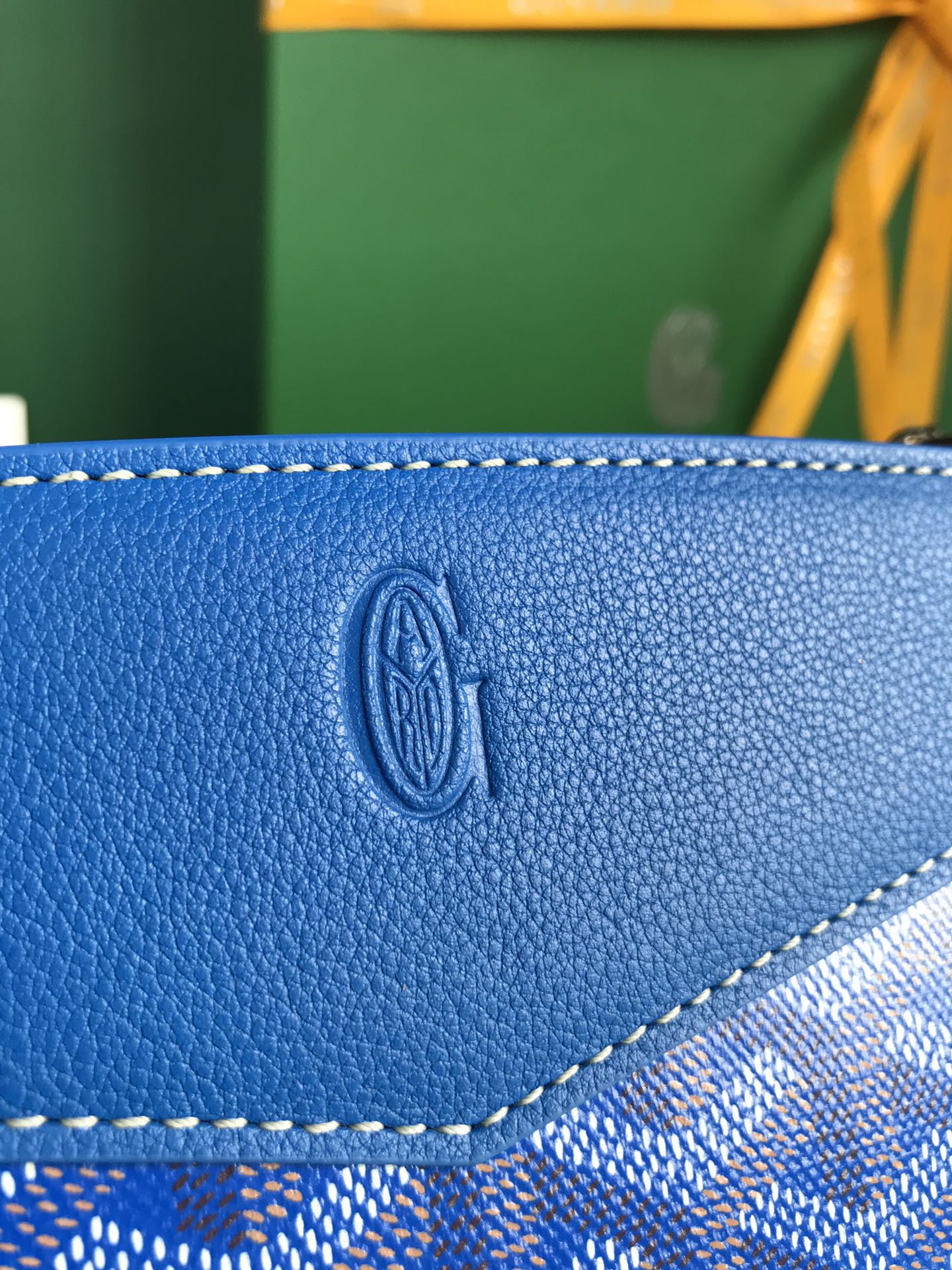 ROUETTE STRUCTUR¨¦ MINI BAG 21 IN SAPPHIRE BLUE GOYARDINE CANVAS AND CALFSKIN