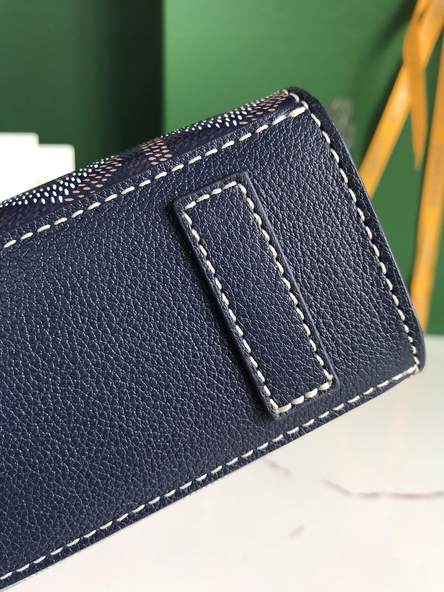 MINI BOLSO ROUETTE STRUCTUR¨¦ 21 EN LONA GOYARDINE AZUL MARINO Y PIEL DE BECERRO